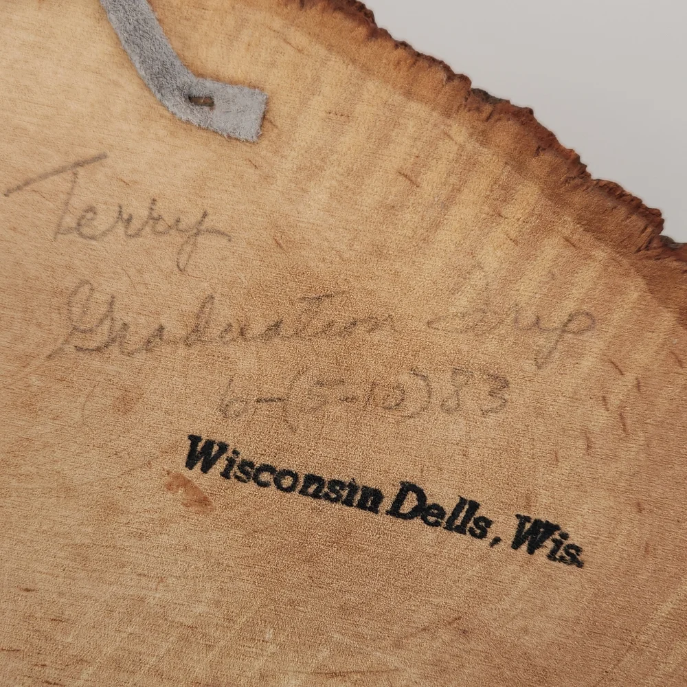Wisconsin Dells scene on natural wood From 1983!